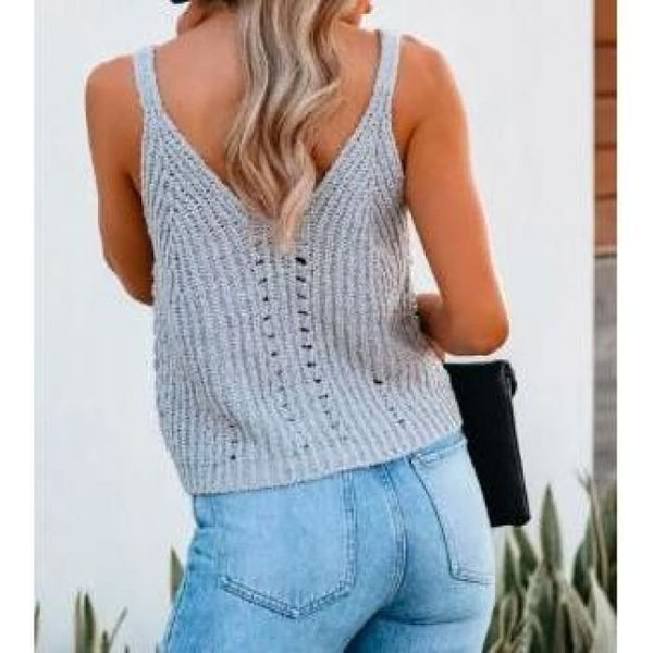 Gray Sweater Knit Cami - Top
