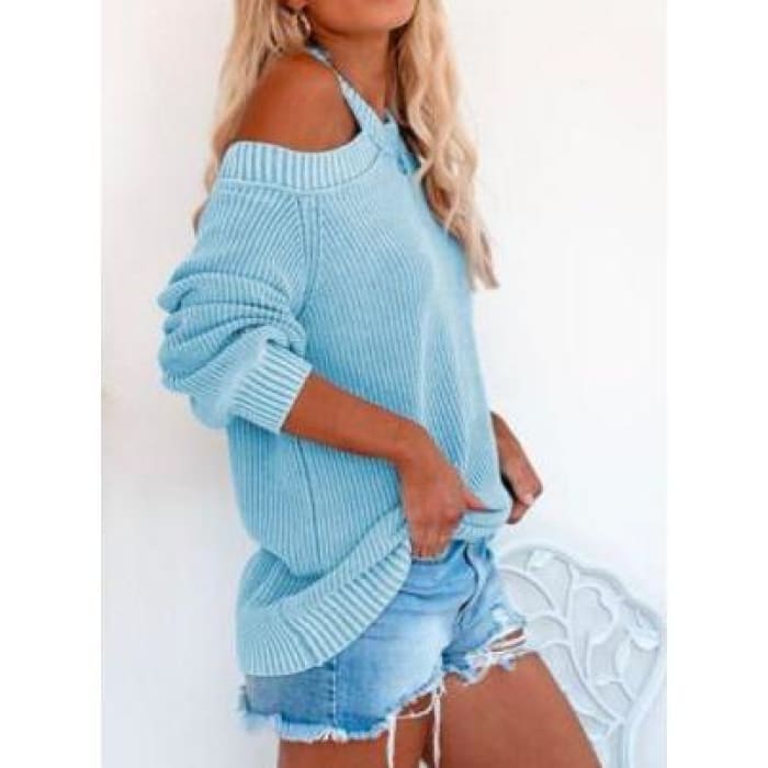 Ice Blue Cross Back Sweater - Sweater