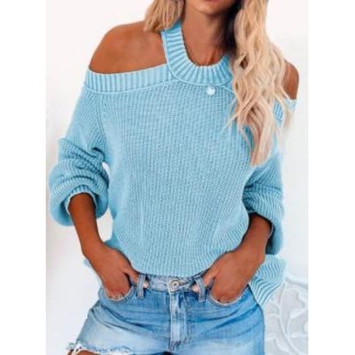Ice Blue Cross Back Sweater - Sweater