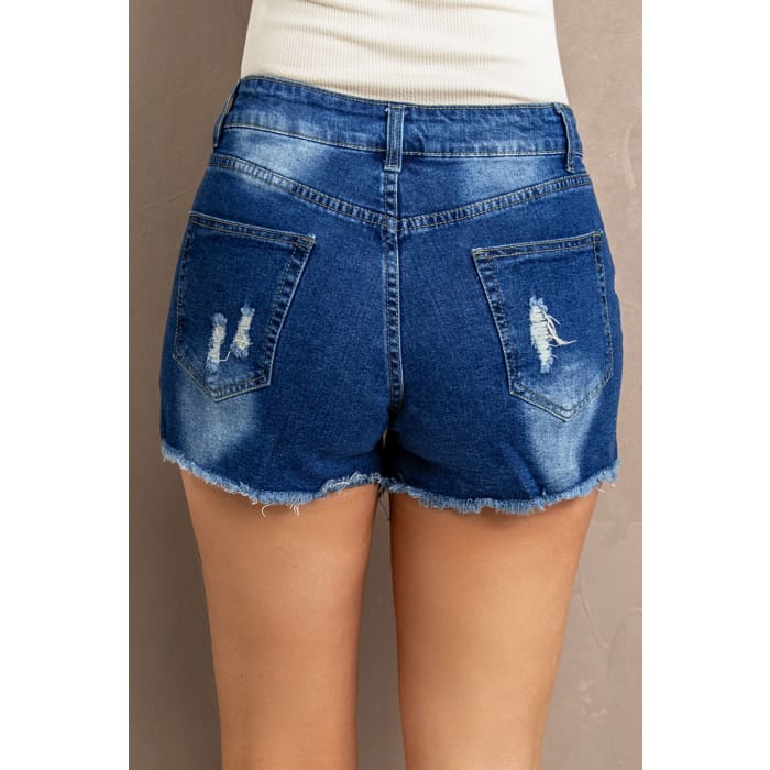 Lace Insert Denim Shorts - Shorts