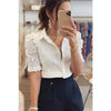 Lace Sleeve Gauze Blouse - Shirts & Tops