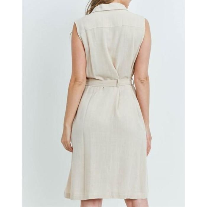 Linen Blend Safari Shirtdress - Dress