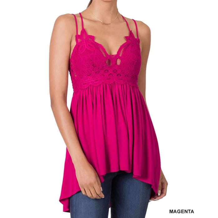 Magenta Lace Bralette Top - Shirts & Tops