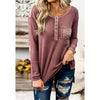 Mauve Distressed Henley - Top