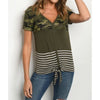 Mixed Print Tie Front Top - Top