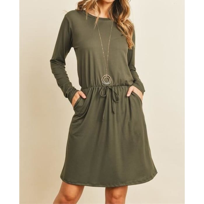 Olive Casual Dress - Dresses