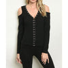 One by One Cold Shoulder Top - Cold Shoulder Top