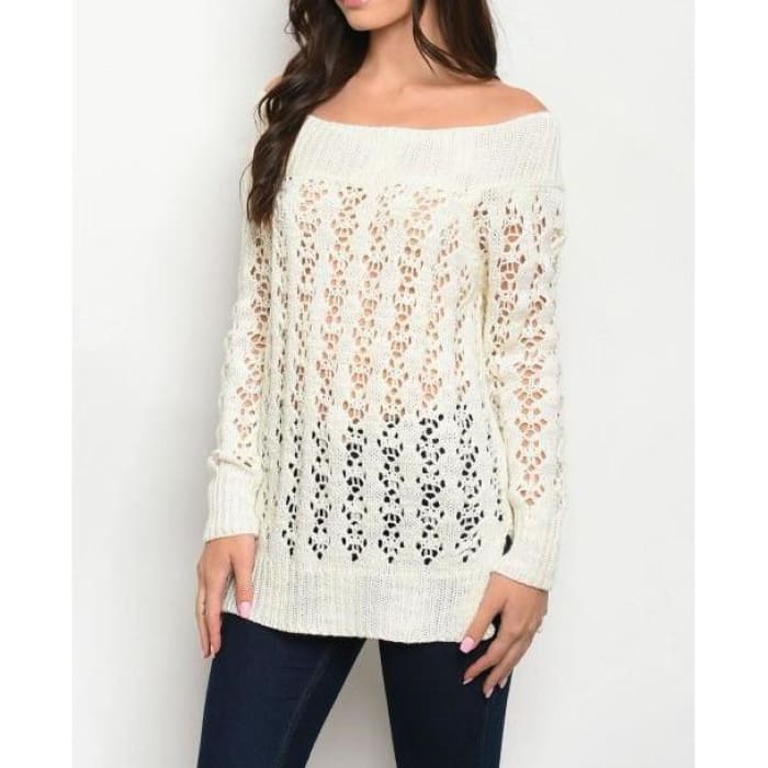 Open Knit Hug-the-Shoulder Sweater - Sweater
