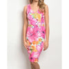 Pink Floral Scuba Sheath - Dress