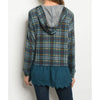 Plaid Tunic Length Hoodie - Hoodie