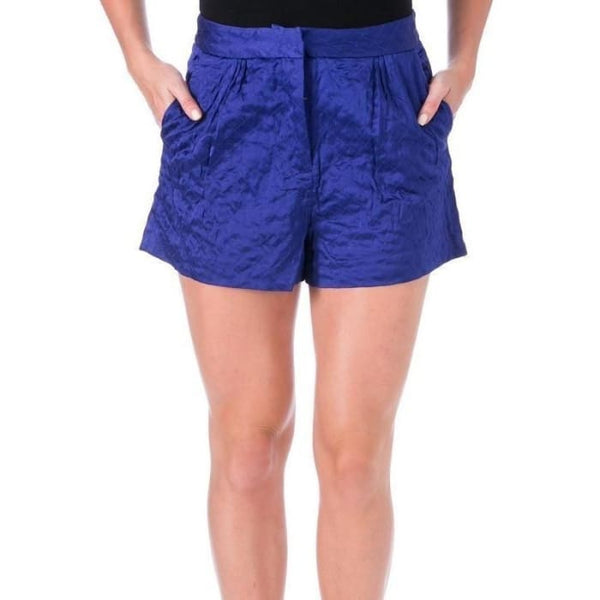 Quilted Satin Shorts - 4 / Blue - shorts