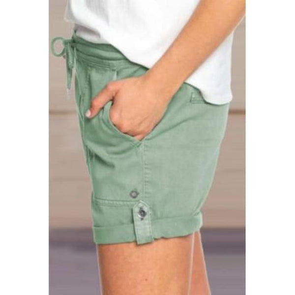 Relaxed Tab Side Shorts - Sage - Shorts