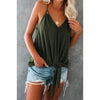 Ring Trim Tie Front Camisole- Green - camisole