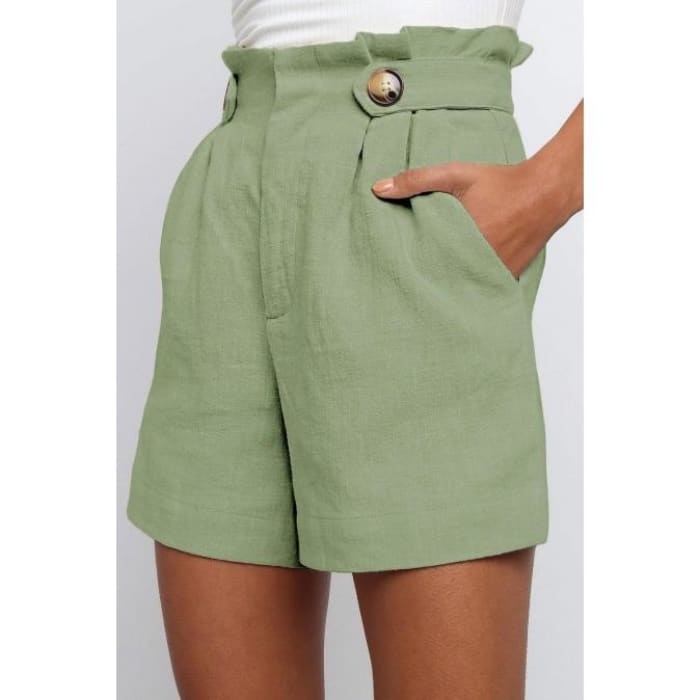 Sage High Frill Waist Shorts - Shorts