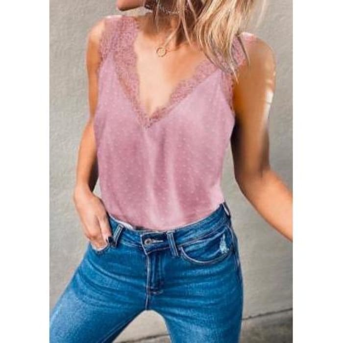 Swiss Dot & Lace Camisole - camisole