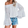 Swiss Dot Off Shoulder Top- White - Top