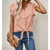 Tie Front Flutter Sleeve Blouse - Shirts & Tops