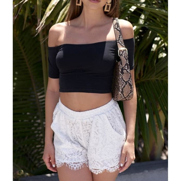 White Lace Shorts - Shorts